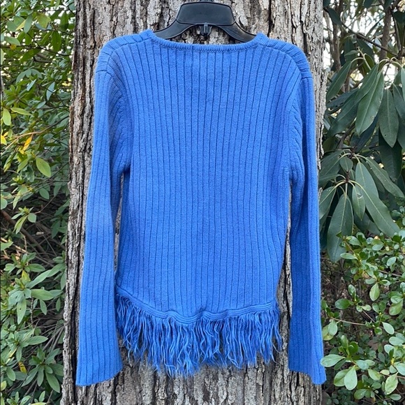 The Great American Sweater Pull On Fringe long Sleeves Sweater Keyhole Button M - Picture 6 of 8